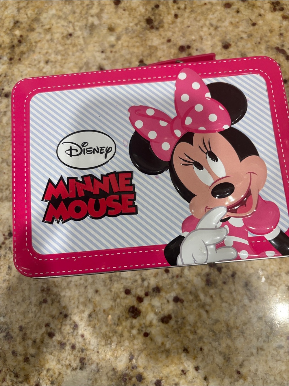 Disney Minnie Mouse Pink White and Red Kids Lunch Tin - Polka Dot Bow